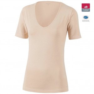 IMPETUS T-shirt Col V Femme Coton Viscose INNOVATION Beige