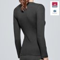 T-shirt manches longues col en V Femme INNOVATION Noir et Uni
