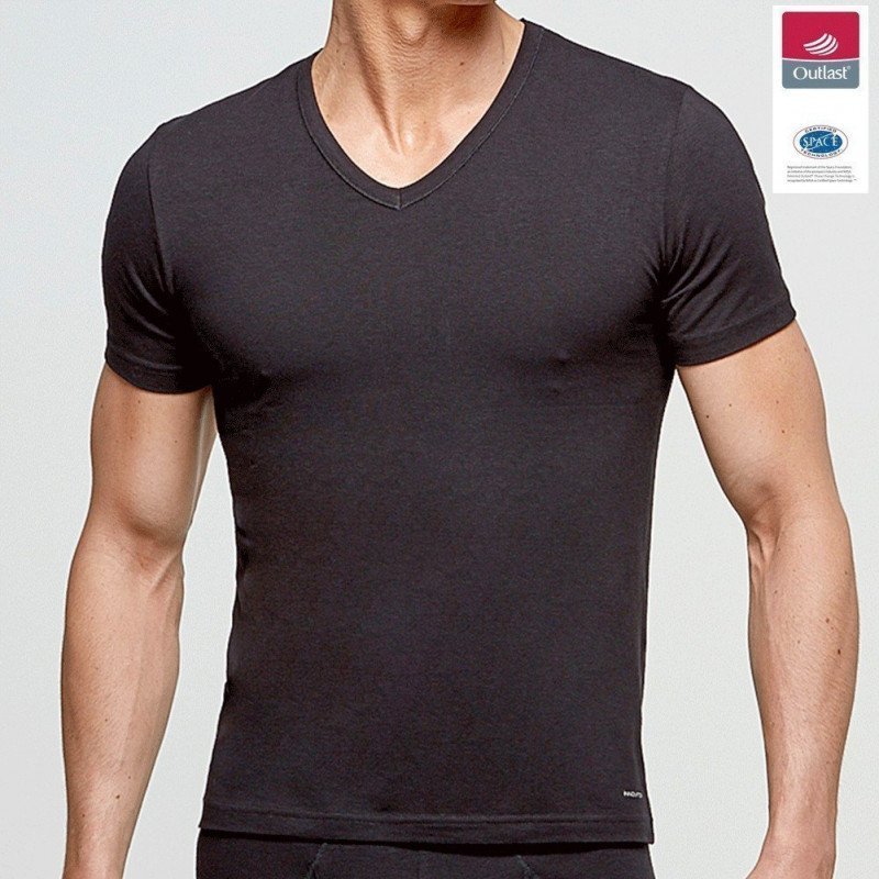 T-shirt manches courtes col en V Homme INNOVATION Noir et Uni
