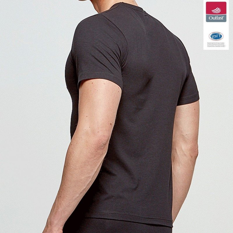 T-shirt manches courtes col en V Homme INNOVATION Noir et Uni