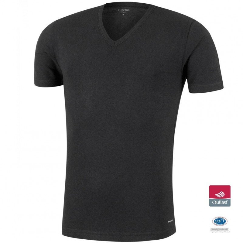 T-shirt manches courtes col en V Homme INNOVATION Noir et Uni