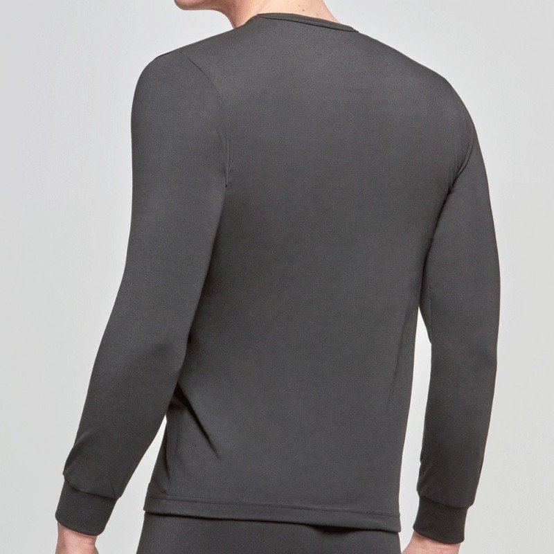 T-shirt manches longues Homme THERMO Noir et Uni