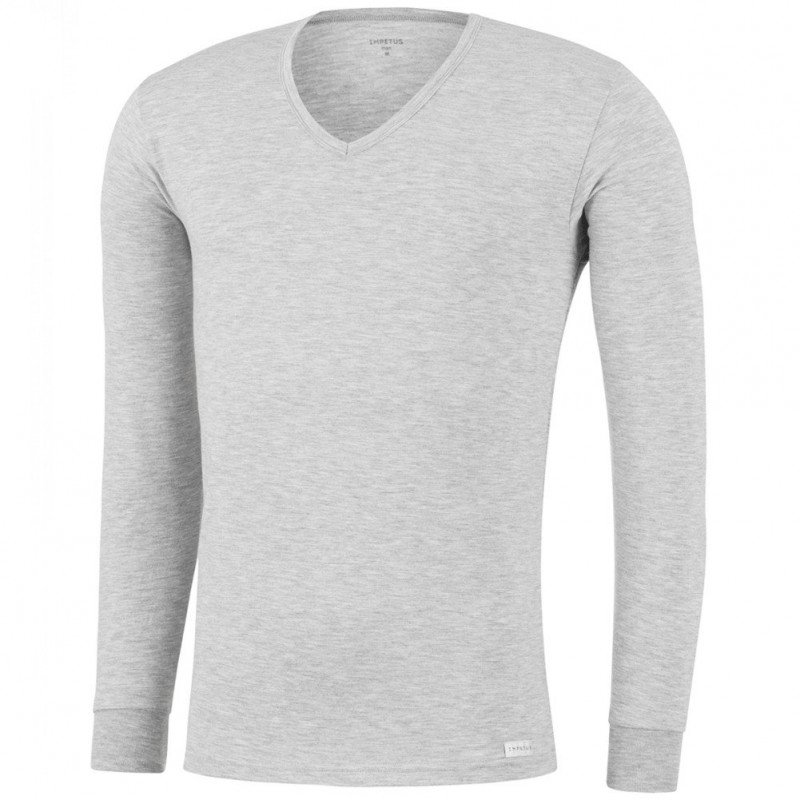 IMPETUS T-shirt manches longues Col V Homme Microfibre THERMO Gris chiné