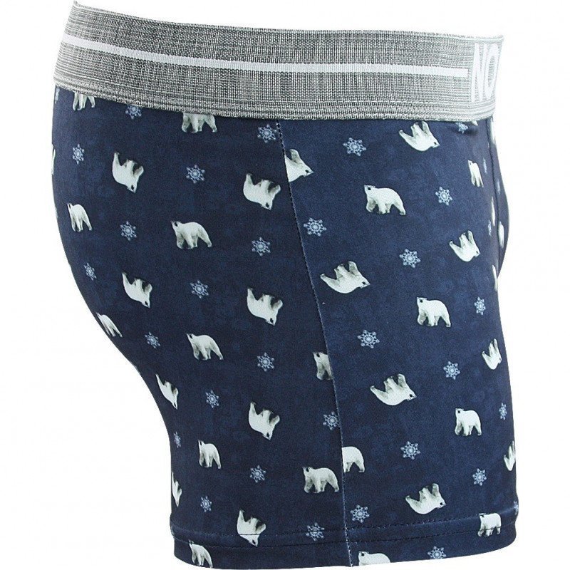 NO PUBLIK Boxer Homme Microfibre SNOW BEAR Marine Gris