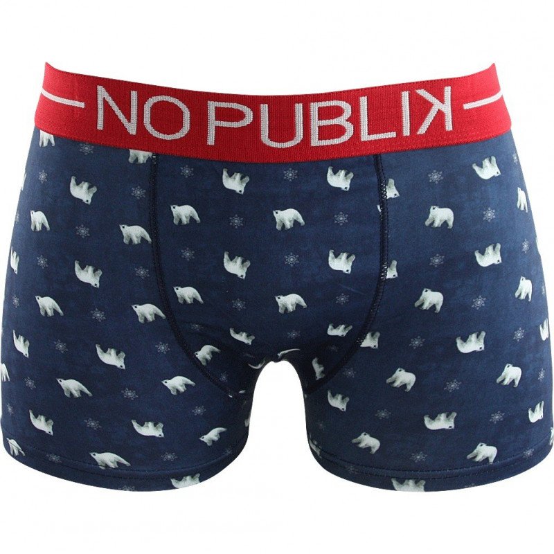 NO PUBLIK Boxer Garçon Microfibre SNOW BEAR Marine Rouge