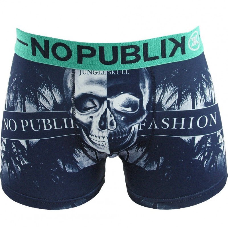 NO PUBLIK Boxer Garçon Microfibre JUNGLE SKULL Marine Vert