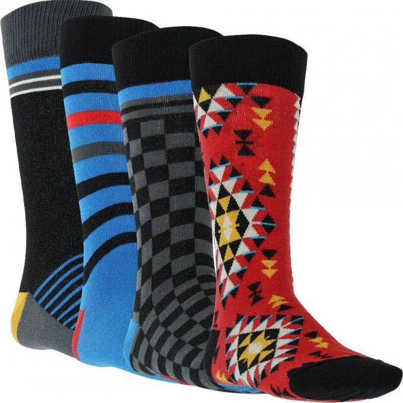LOT DE 4 Chaussettes Chaussettes Mixte PACK30 Noir et Multicolore