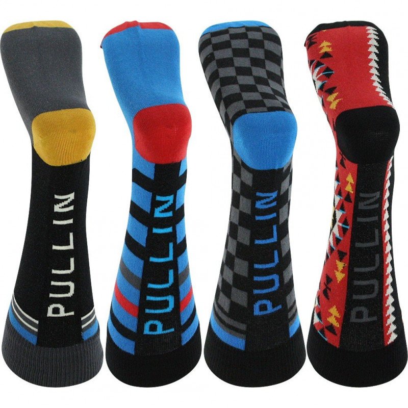 PULL IN Lot de 4 paires de Chaussettes Mixte Coton PACK30 Noir Multicolore