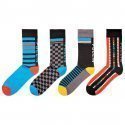 LOT DE 4 Chaussettes Chaussettes Mixte PACK30 Noir et Multicolore