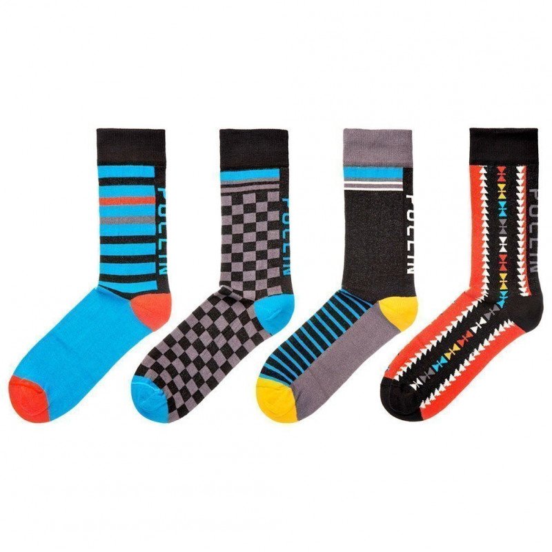 LOT DE 4 Chaussettes Chaussettes Mixte PACK30 Noir et Multicolore