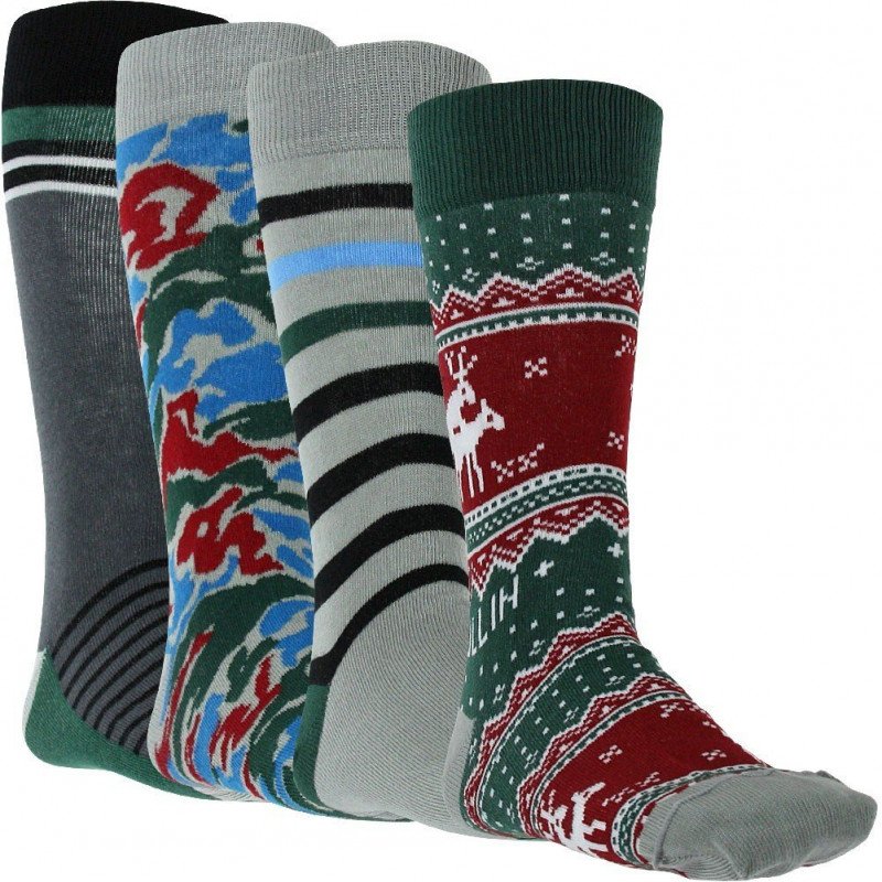 LOT DE 4 Chaussettes Chaussettes Mixte PACK31 Vert et Rouge