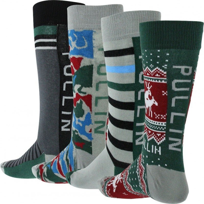 PULL IN Lot de 4 paires de Chaussettes Mixte Coton PACK31 Vert Rouge