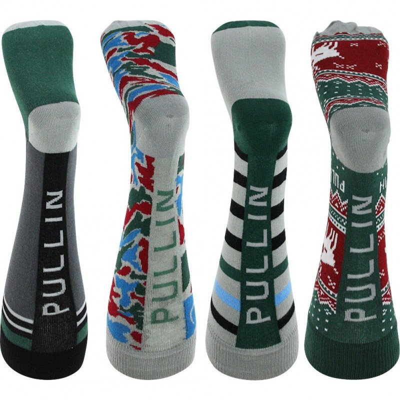 PULL IN Lot de 4 paires de Chaussettes Mixte Coton PACK31 Vert Rouge