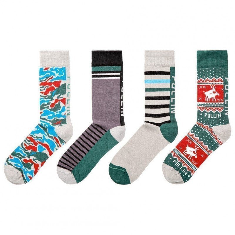 PULL IN Lot de 4 paires de Chaussettes Mixte Coton PACK31 Vert Rouge