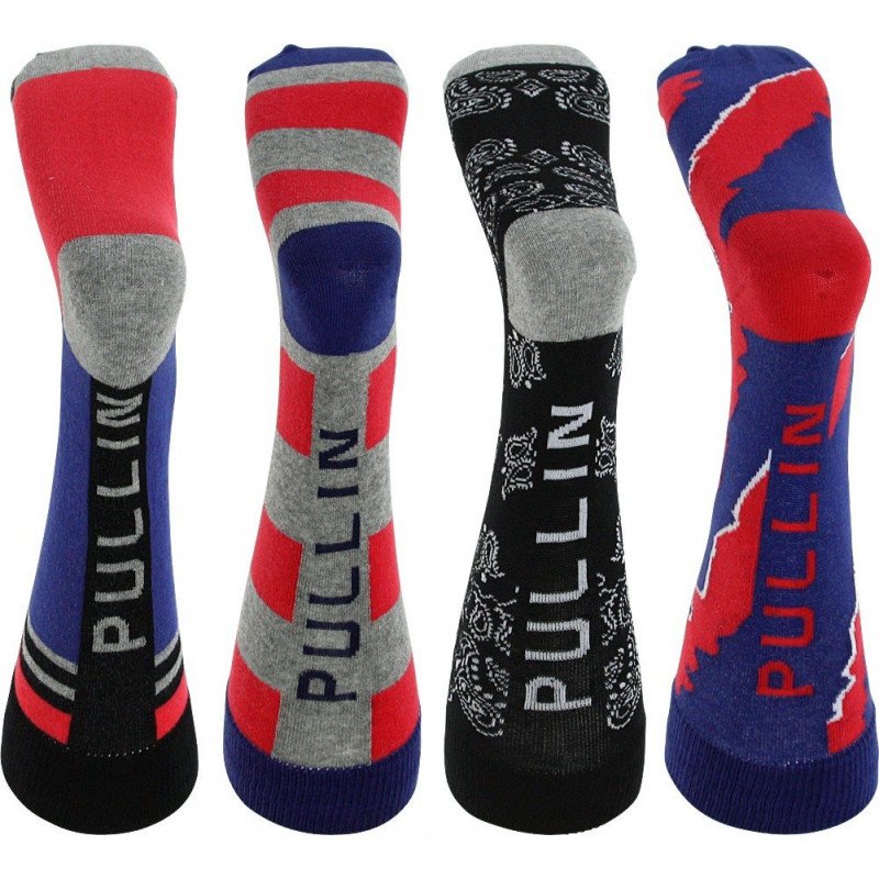 PULL IN Lot de 4 paires de Chaussettes Mixte Coton PACK32 Bleu Rouge