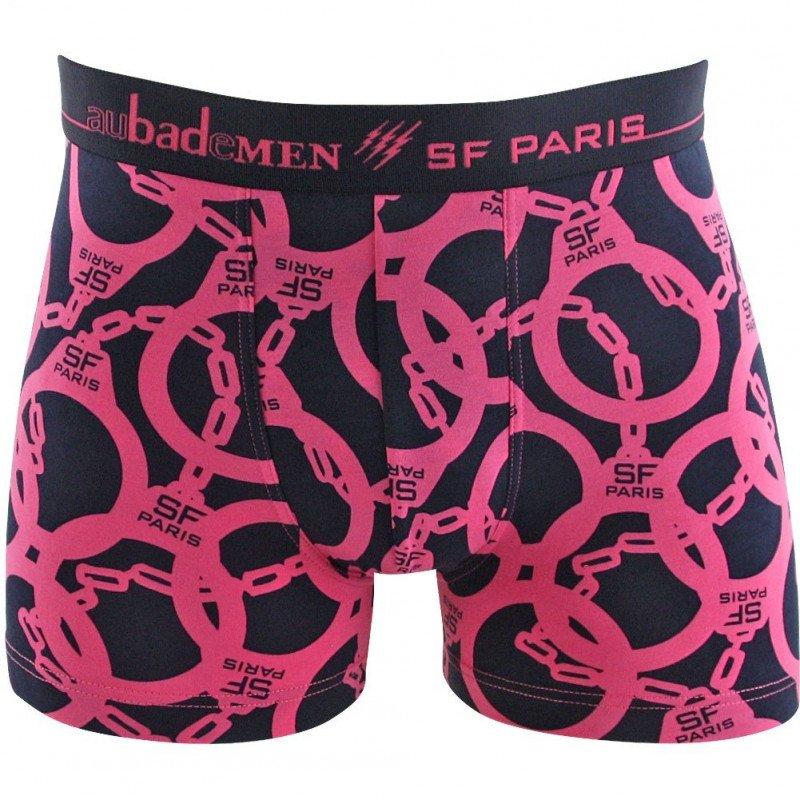 AUBADEMEN Boxer Homme Coton Modal MIXSFP Marine Rose STADE FRANCAIS PARIS