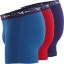 DIM Lot de 3 Boxers Homme Coton STRETCH Rouge baie Bleu atlantique Bleu crépuscule