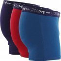 DIM Lot de 3 Boxers Homme Coton STRETCH Rouge baie Bleu atlantique Bleu crépuscule