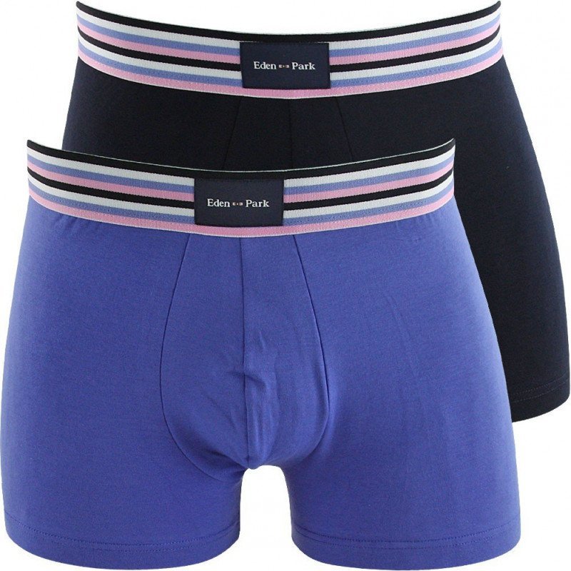 EDEN PARK Lot de 2 Boxers Homme Coton LIGNECX2 Marine Bleu