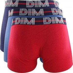 DIM 3 Boxers Homme Coton POWERFULL Rouge baie Bleu nuit cobalt