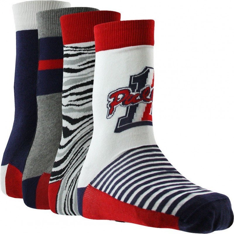 PULL IN Lot de 4 paires de Chaussettes Mixte Coton PACK25 Bleu Blanc