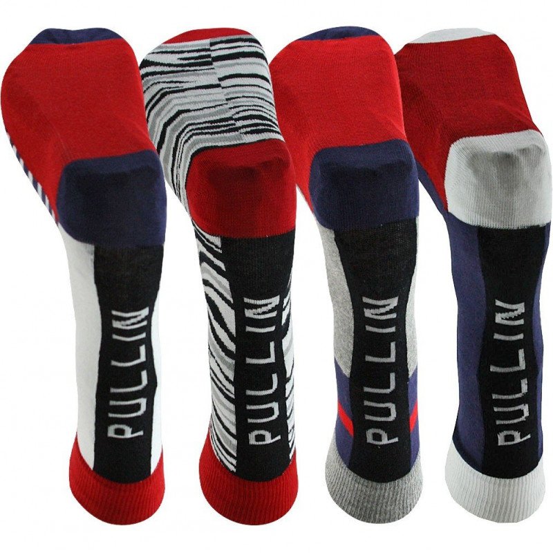 PULL IN Lot de 4 paires de Chaussettes Mixte Coton PACK25 Bleu Blanc