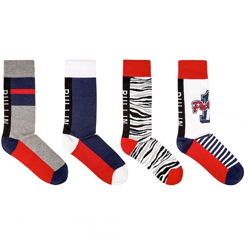 PULL IN Lot de 4 paires de Chaussettes Mixte Coton PACK25 Bleu Blanc