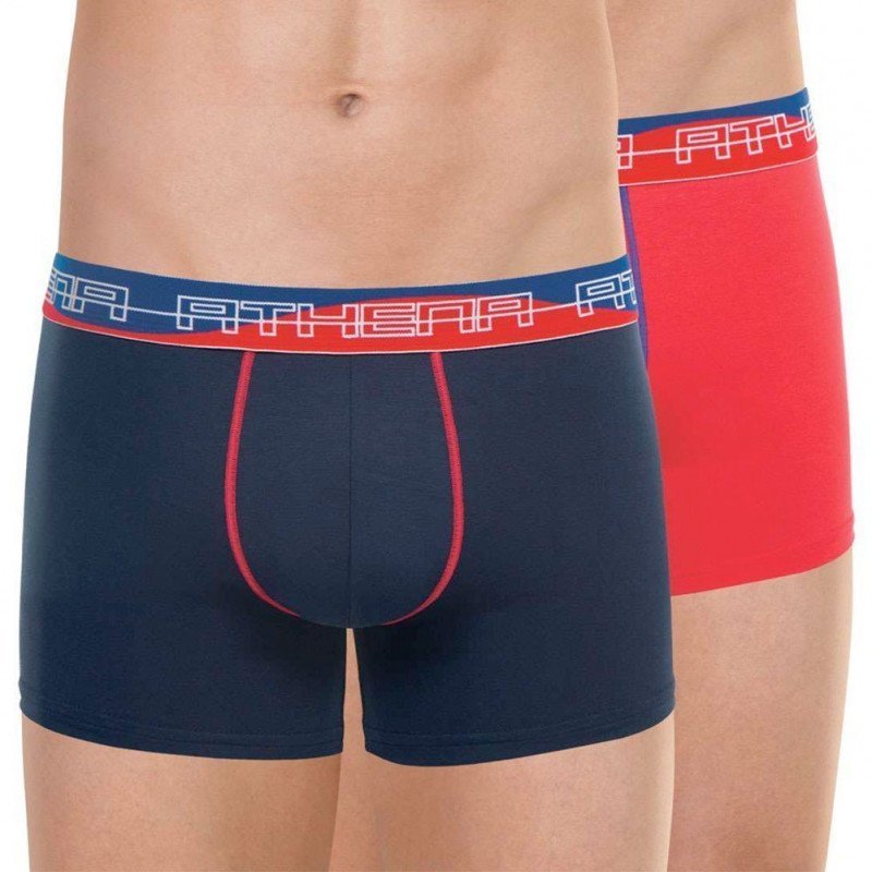 ATHENA Lot de 2 Boxers Homme Modal ULTRA SOFT Marine Rouge