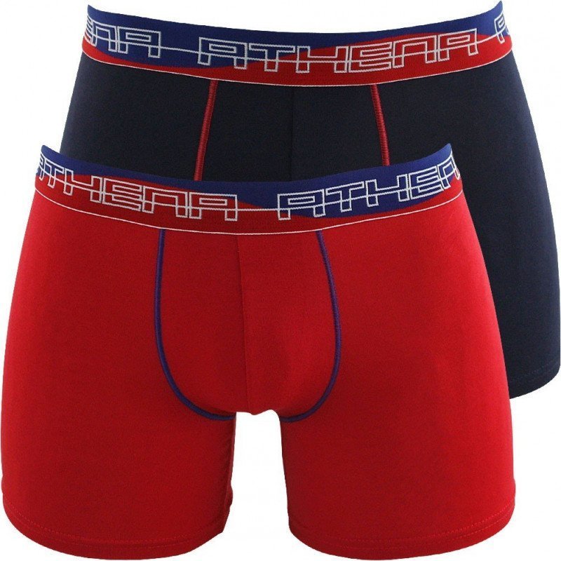 ATHENA Lot de 2 Boxers Homme Modal ULTRA SOFT Marine Rouge