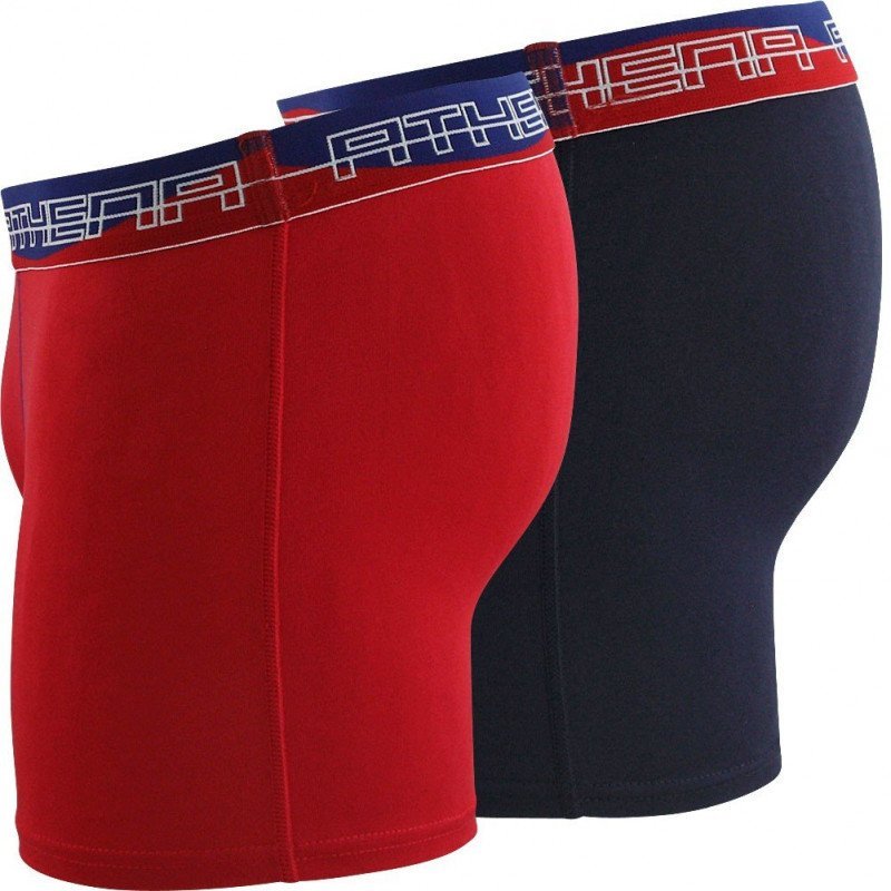 ATHENA Lot de 2 Boxers Homme Modal ULTRA SOFT Marine Rouge