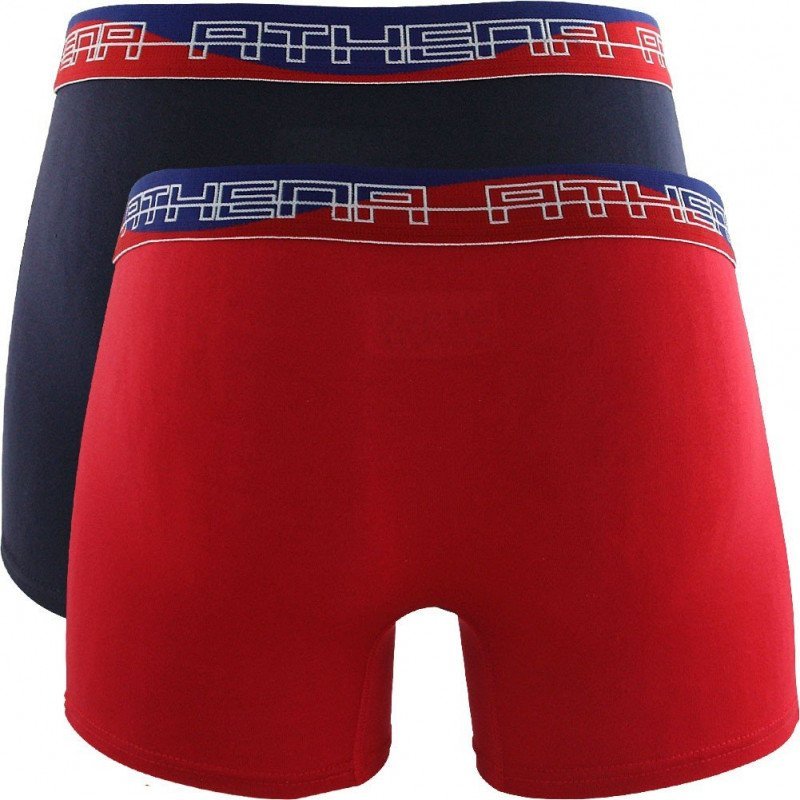 ATHENA Lot de 2 Boxers Homme Modal ULTRA SOFT Marine Rouge