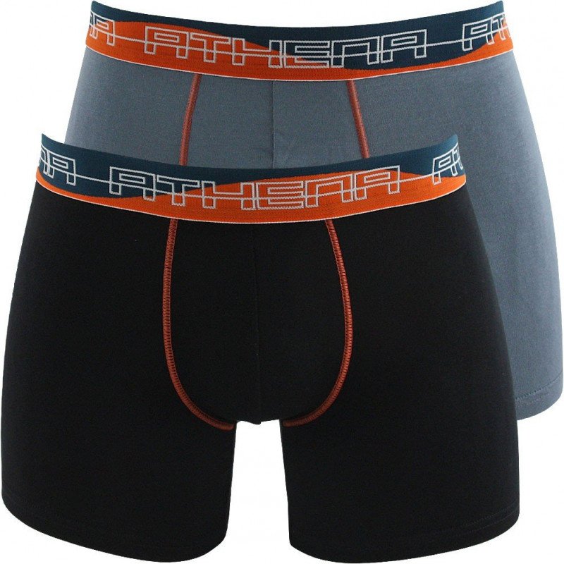 ATHENA Lot de 2 Boxers Homme Modal ULTRA SOFT Noir Orange Gris