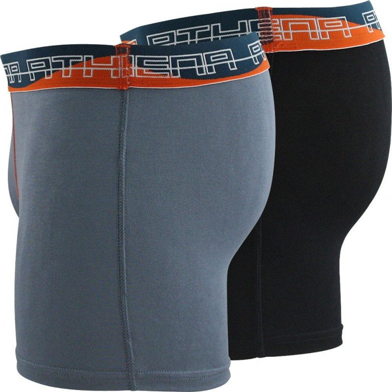 ATHENA Lot de 2 Boxers Homme Modal ULTRA SOFT Noir Orange Gris