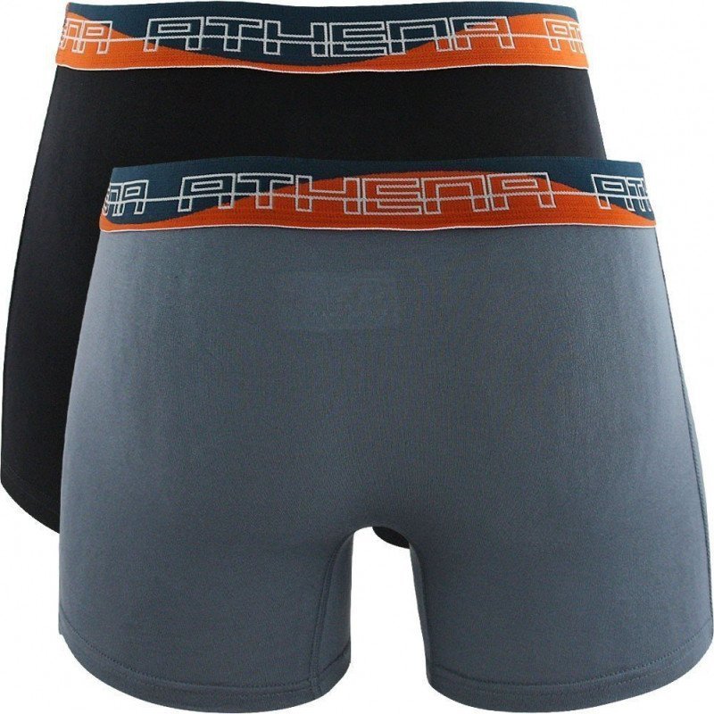 ATHENA Lot de 2 Boxers Homme Modal ULTRA SOFT Noir Orange Gris