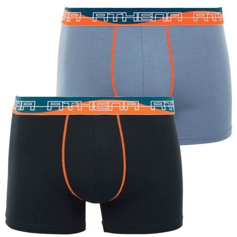 ATHENA Lot de 2 Boxers Homme Modal ULTRA SOFT Noir Orange Gris