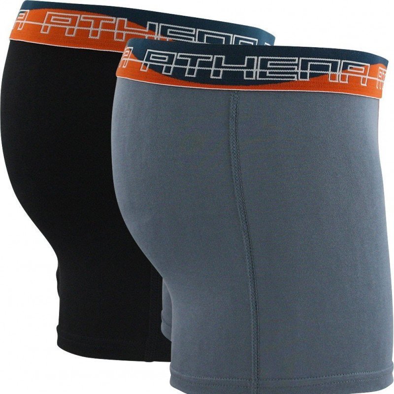 ATHENA Lot de 2 Boxers Homme Modal ULTRA SOFT Noir Orange Gris