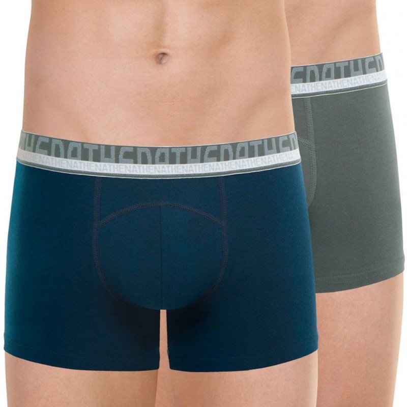 ATHENA Lot de 2 Boxers Homme Coton BIO Marine Etain