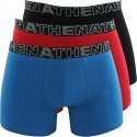 ATHENA Lot de 3 Boxers Homme Coton BASIC COLOR Noir Turquoise Rouge