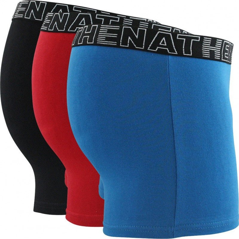 ATHENA Lot de 3 Boxers Homme Coton BASIC COLOR Noir Turquoise Rouge