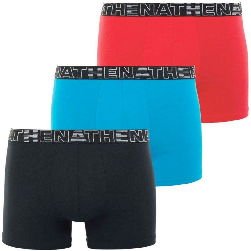 LOT DE 3 Boxer Sous-vêtements Homme BASIC COLOR Noir et Turquoise
