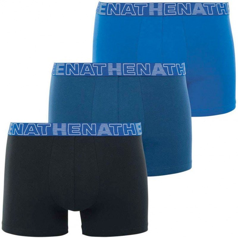 ATHENA Lot de 3 Boxers Homme Coton BASIC COLOR Noir Marine Bleu
