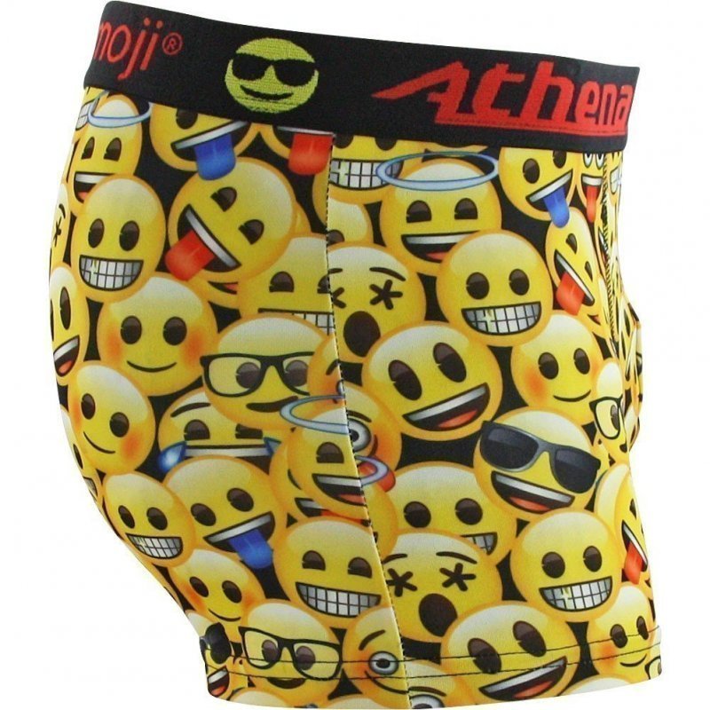 ATHENA Boxer Garçon Microfibre YELLOW Noir Jaune EMOJI