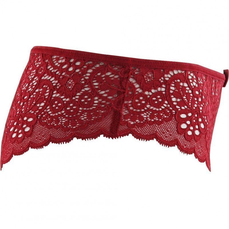 DIM Shorty Femme Microfibre Dentelle SUBLIM FASHION Rouge Impérial