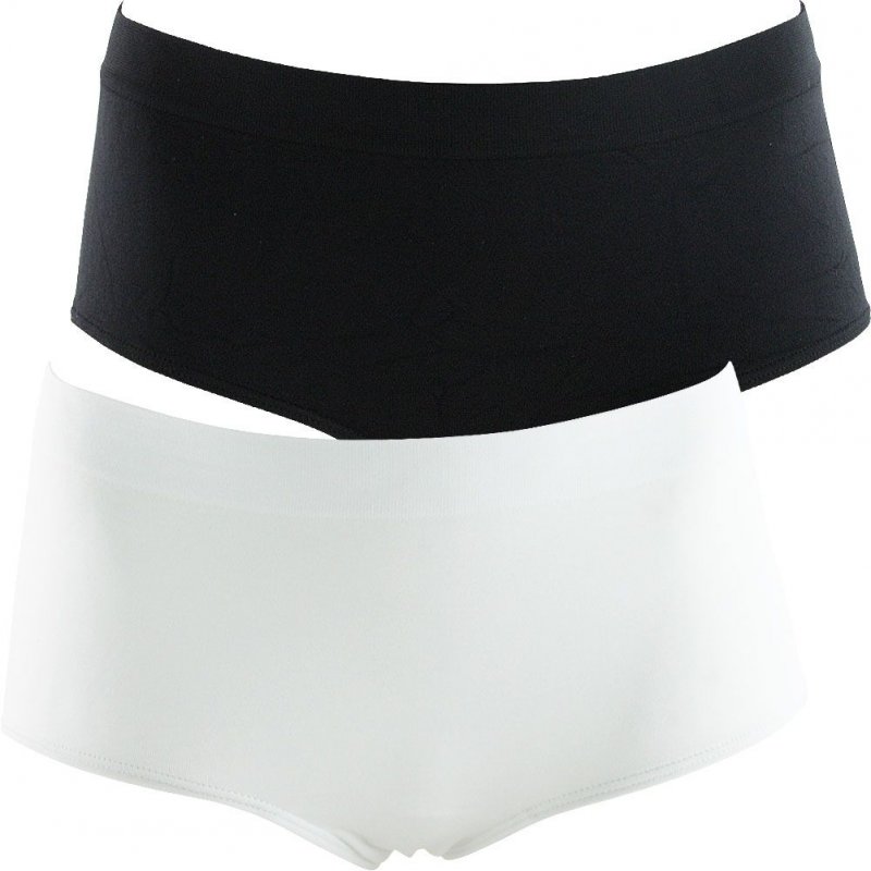 DIM Lot de 2 Boxers Femme Microfibre ECO Noir Blanc