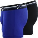 DIM Lot de 2 Boxers Homme Microfibre X-TEMP Bleu indigo Noir