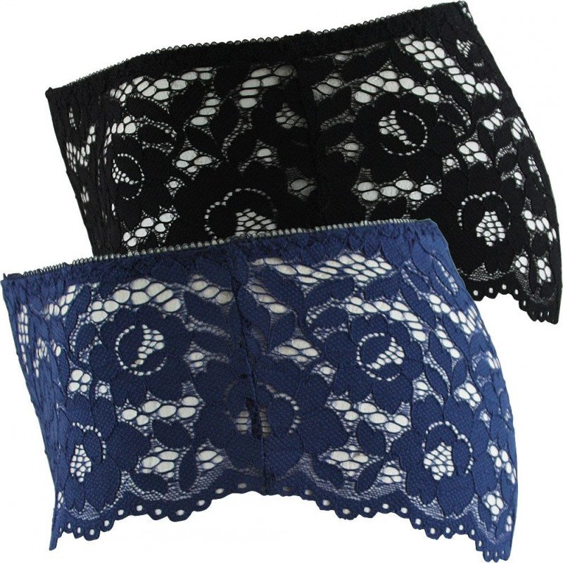 LOT DE 2 Shorty Sous-vêtements Femme DENTELLE Noir et Bleu