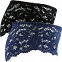 VARIANCE Lot de 2 Shortys Femme Microfibre DENTELLE Noir Bleu