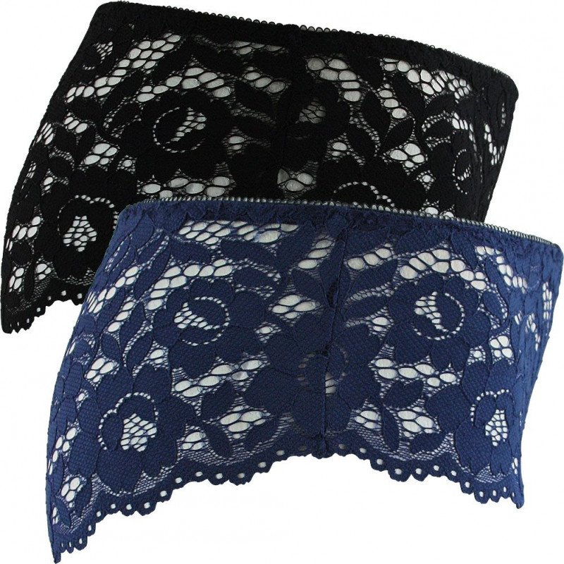 LOT DE 2 Shorty Sous-vêtements Femme DENTELLE Noir et Bleu