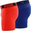 PUMA Lot de 2 Boxers Homme Microfibre ACTIVE UNI Bleu et Rouge