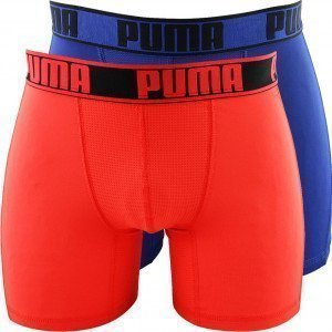 PUMA Lot de 2 Boxers Homme Microfibre ACTIVE UNI Bleu et Rouge